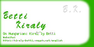 betti kiraly business card